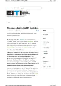 Extractive Industries Transparency Initiative / Least developed countries / Member states of the United Nations / Republics / Mining / Clare Short / Transparency / Myanmar / State Oil Fund of Azerbaijan