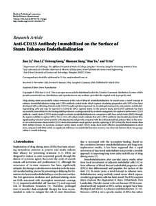 Anti-CD133 Antibody Immobilized on the Surface of Stents Enhances Endothelialization