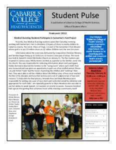 Student Pulse A publica on of Cabarrus College Of Health Sciences, Oﬃce of Student Aﬀairs F