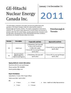 Physics / Peterborough /  Ontario / Ionizing radiation / Canadian Nuclear Safety Commission / Uranium / Sievert / GE Hitachi Nuclear Energy / Dosimetry / Radiation protection / Nuclear physics / Nuclear technology / Radiobiology