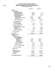 Custer County Agriculture Society[removed]Balance Sheet Prev Year Comparison As of September 30, 2013