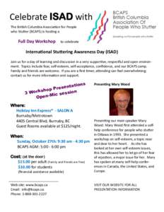Celebrate ISAD with The British Columbia Association for People who Stutter (BCAPS) is hosting a Full Day Workshop
