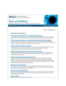 Issue 68 – December[removed]This month in Eyes on Evidence Home-based self-sampling to test for sexually transmitted infections A systematic review and meta-analysis suggests that taking samples at home compared with tak