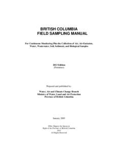 BRITISH COLUMBIA FIELD SAMPLING