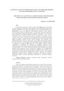 SATILIK HAVALAR: BATI TÜRK YE ROMAN TOPLULUKLARINDA B R MÜZ KSEL ZANAATKÂRLIK B Ç M OLARAK “ÇALGICILIK”