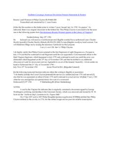 Southern Campaign American Revolution Pension Statements & Rosters Bounty Land Warrant of Philip Clayton BLWt460-200 Transcribed and annotated by C. Leon Harris VA