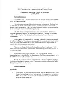 SB99 Pre-rulemaking - Aesthetics Criteria Working Group  Comments to Draft Siting Criteria for Aesthetics April30,2014 General Comments