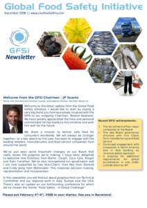 Global Food Safety Initiative December 2008 || www.ciesfoodsafety.com Newsletter  Welcome from the GFSI Chairman - JP Suarez