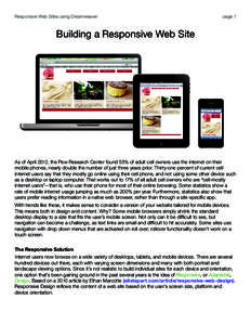 Responsive Web Sites using Dreamweaver  page 1 Building a Responsive Web Site