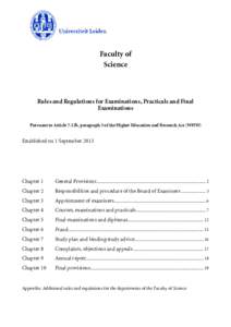 Faculty of Science Rules and Regulations for Examinations, Practicals and Final Examinations Pursuant to Article 7.12b, paragraph 3 of the Higher Education and Research Act (WHW)