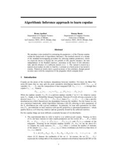 Algorithmic Inference approach to learn copulas  Simone Bassis Department of Computer Science University of Milano via Comelico 30/41, 20135, Milano, Italy