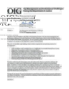 OIG  Top Management and Performance Challenges Facing the Department of Justice  November 10, 2015