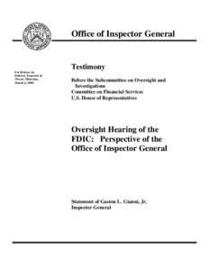 Microsoft Word - OIG Testimony-Hse Oversight Subc 3-04.doc