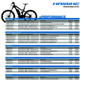 PREISLISTE/PRICE LIST[removed]ePERFORMANCE Fully XC/Marathon Modell/Model