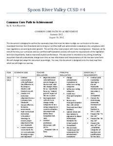 Spoon River Valley CUSD #4 Common Core Path to Achievement By K. Scot Reynolds COMMON CORE PATH TO ACHIEVEMENT Summer 2012 August 16, 2012