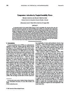 Atmospheric dynamics / Oceanography / Fluid mechanics / Aquatic ecology / Mixed layer / Rossby wave / Sea surface temperature / Global climate model / Advection / Atmospheric sciences / Meteorology / Physical oceanography