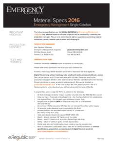 ®  Material Specs 2016 Emergency Management Single Gatefold