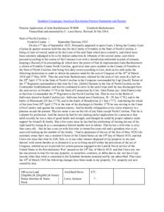 Southern Campaigns American Revolution Pension Statements and Rosters Pension Application of John Bartholomew W4880 Elizabeth Bartholomew Transcribed and annotated by C. Leon Harris. Revised 26 Oct[removed]NC