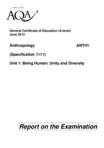 Version 1.0: 0612  General Certificate of Education (A-level) JuneAnthropology