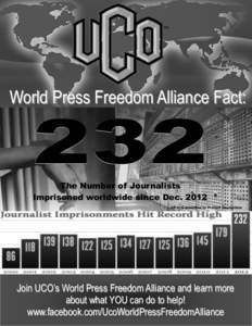 World Press Freedom Alliance Fact:  232 The Number of Journalists Imprisoned worldwide since Dec. 2012