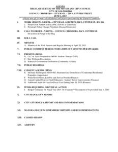 AGENDA REGULAR MEETING OF THE MAYOR AND CITY COUNCIL CITY OF GOLDSBORO COUNCIL CHAMBERS – CITY HALL – 214 N. CENTER STREET JUNE 1, 2015 (Please turn off, or mute, all cell phones and pagers upon entering the Council 