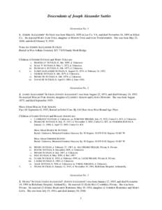 Descendants of Joseph Alexander Suttles  Generation No[removed]JOSEPH ALEXANDER1 SUTTLES was born March 6, 1850 in Lee Co. VA, and died November 16, 1894 in Elliott Co.. He married MARY JANE COLE, daughter of MASON COLE an