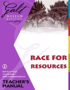    Race for Resources Teacher’s Guide  Index