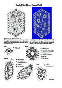 Bucks Point Flower Spray Motif  Pricking size: 6.1 x 8.7 cm (2.4 x 3.9 ins) The diagrams show how I worked the various parts of the flower spray and not necessarily the best or only ways of working. Gimp pairs or single 
