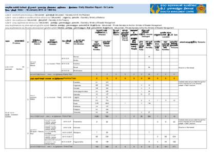 දදනික තත්ත්ල ලාර්තාල -ශ්‍රී ඼ංකාල / ehshe;j epiyik mwpf;if - ,yq;if / Daily Situation Report - Sri Lanka දිනය / jpfjp / Date / : 05 January 2015 at 1800 hrs