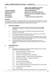 Agenda of Ordinary Meeting of Council - 13 August 2013