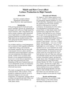 Iowa State University, Armstrong and Neely-Kinyon Research and Demonstration Farms  ISRF12-12 Mulch and Row Cover affect Lettuce Production in High Tunnels