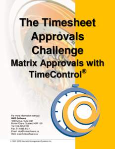 The Timesheet Approvals Challenge Matrix Approvals with ® TimeControl