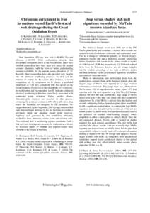 Goldschmidt Conference Abstracts  Chromium enrichment in iron formations record Earth’s first acid rock drainage during the Great Oxidation Event