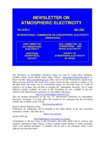 NEWSLETTER ON ATMOSPHERIC ELECTRICITY Vol. 13 No. 1 MAY 2002