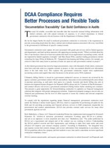 DCAA Compliance Requires Better Processes and Flexible Tools ‘Documentation Traceability’ Can Build Confidence in Audits T