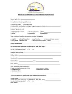 Minnesota Rural Health Association Membership Application