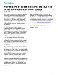 New regions of genetic material are involved in the development of colon cancer