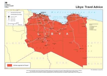 Libya: Travel Advice International Boundary Administrative Boundary (TRIPOLI)