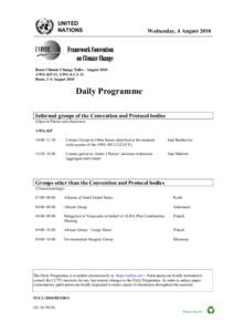 Daily Programme for Wednesday, 4 August 2010