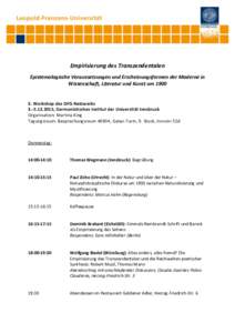 Empirisierung des Transzendentalen Epistemologische Voraussetzungen und Erscheinungsformen der Moderne in Wissenschaft, Literatur und Kunst umWorkshop des DFG-Netzwerks, Germanistisches Institut der