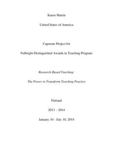 Karen Martin United States of America Capstone Project for Fulbright Distinguished Awards in Teaching Program