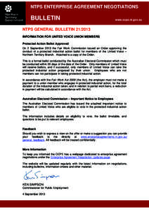 NTPS ENTERPRISE AGREEMENT NEGOTIATIONS  BULLETIN www.ocpe.nt.gov.au