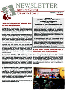 NEWSLETTER Appel de Genève Geneva Call  | Niger: The Government and the former rebels