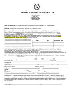 RELIABLE SECURITY SERVICES, LLC 1755 The Exchange Suite 160 Atlanta, GA1730 (OfficeFax)