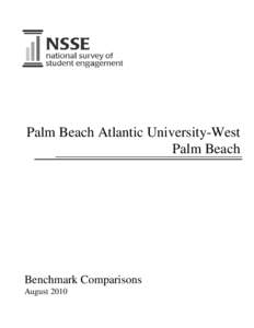 Palm Beach Atlantic University-West Palm Beach Benchmark Comparisons August 2010