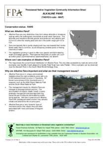 Threatened Native Vegetation Community Information Sheet  ALKALINE PANS (TASVEG code - MAP)  Conservation status: RARE