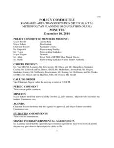 POLICY COMMITTEE KANKAKEE AREA TRANSPORTATION STUDY (K.A.T.S.) METROPOLITAN PLANNING ORGANIZATION (M.P.O.)