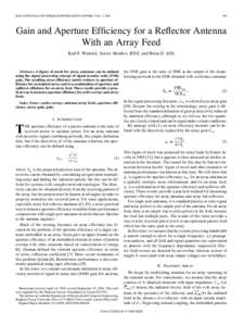 IEEE ANTENNAS AND WIRELESS PROPAGATION LETTERS, VOL. 5, Gain and Aperture Efficiency for a Reflector Antenna With an Array Feed