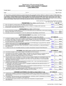 UNIVERSAL WASTE SMALL QUANTITY HANDLER INSPECTION FORM