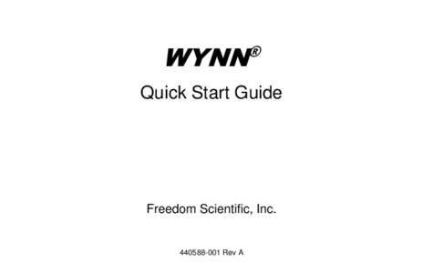 WYNN  ® Quick Start Guide